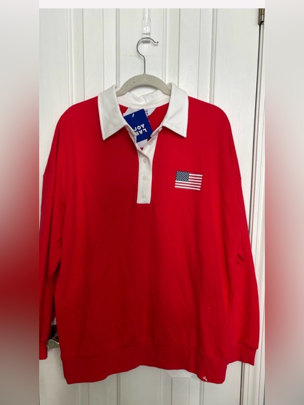 SALEđJoyLab Red Rugby Pullover with White Collar - Picture 3 of 4